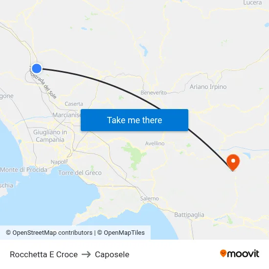 Rocchetta E Croce to Caposele map
