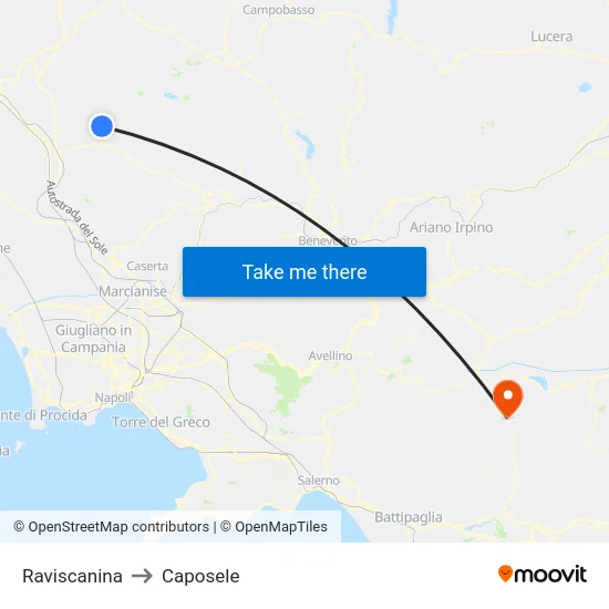 Raviscanina to Caposele map