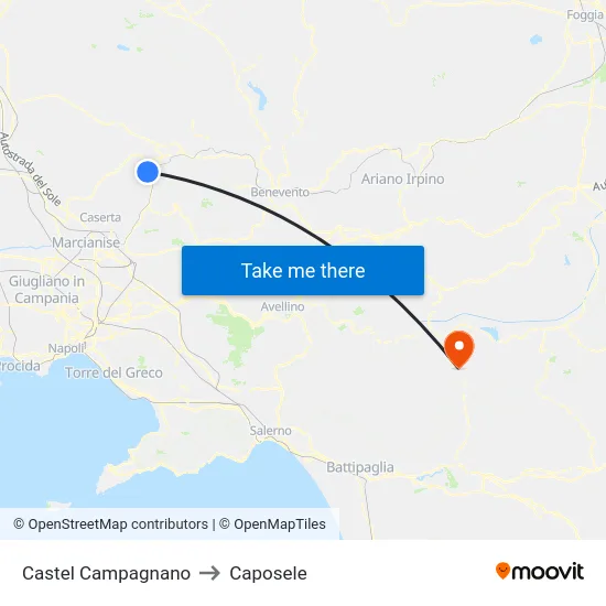 Castel Campagnano to Caposele map