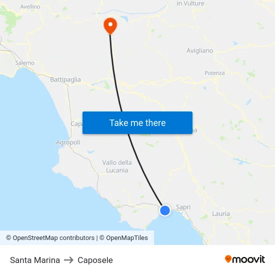 Santa Marina to Caposele map