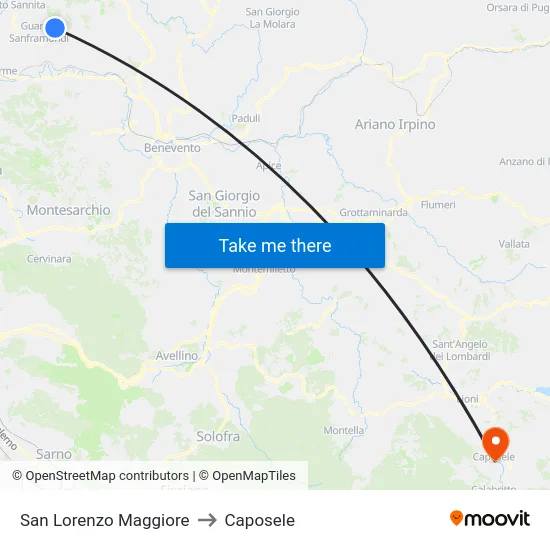 San Lorenzo Maggiore to Caposele map