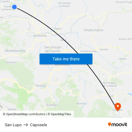 San Lupo to Caposele map