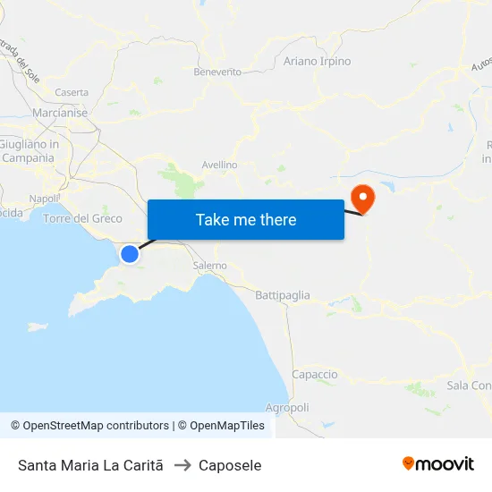Santa Maria La Carità to Caposele map