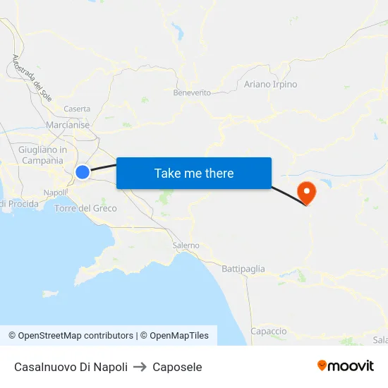 Casalnuovo Di Napoli to Caposele map