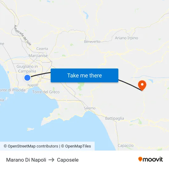 Marano Di Napoli to Caposele map