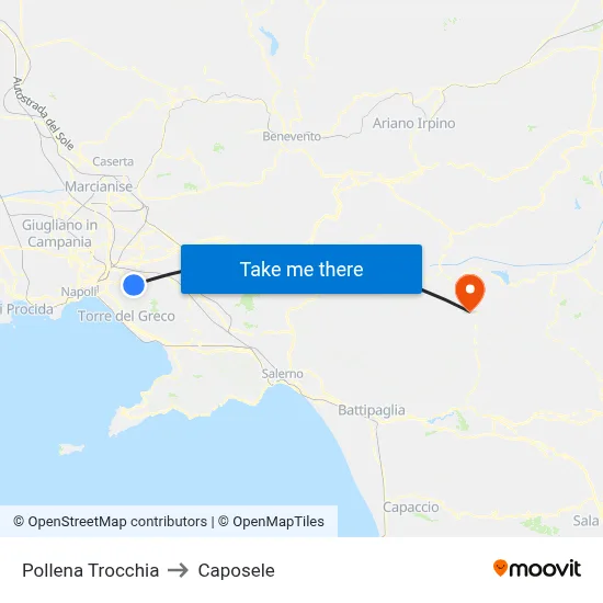 Pollena Trocchia to Caposele map