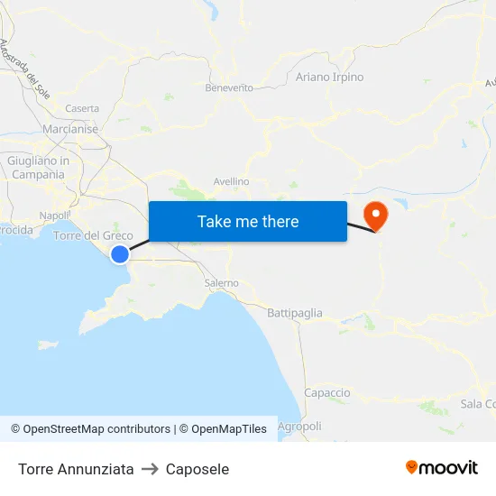 Torre Annunziata to Caposele map