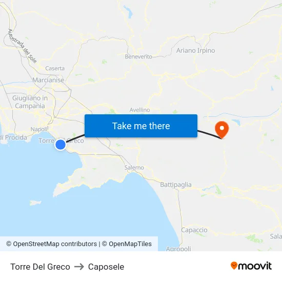 Torre Del Greco to Caposele map