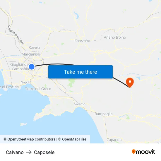 Caivano to Caposele map