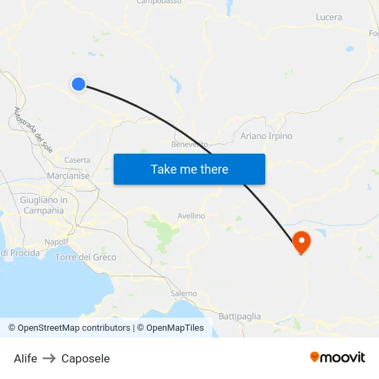 Alife to Caposele map