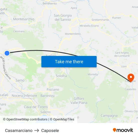 Casamarciano to Caposele map