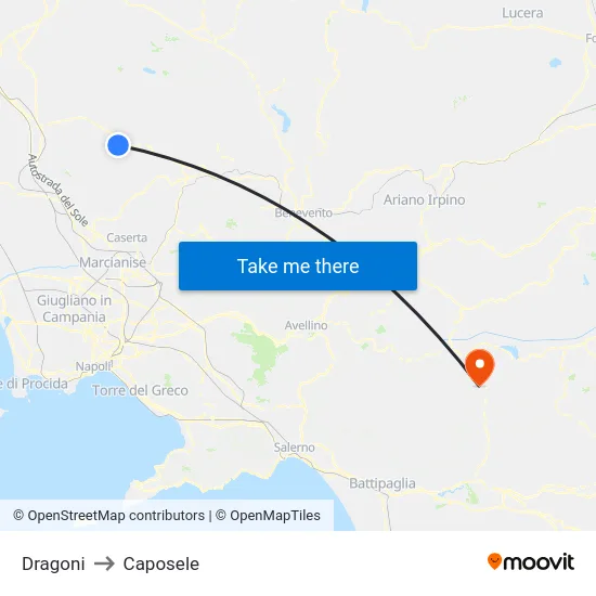 Dragoni to Caposele map