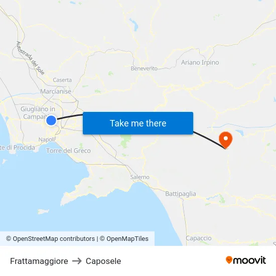 Frattamaggiore to Caposele map