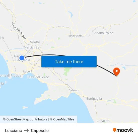 Lusciano to Caposele map