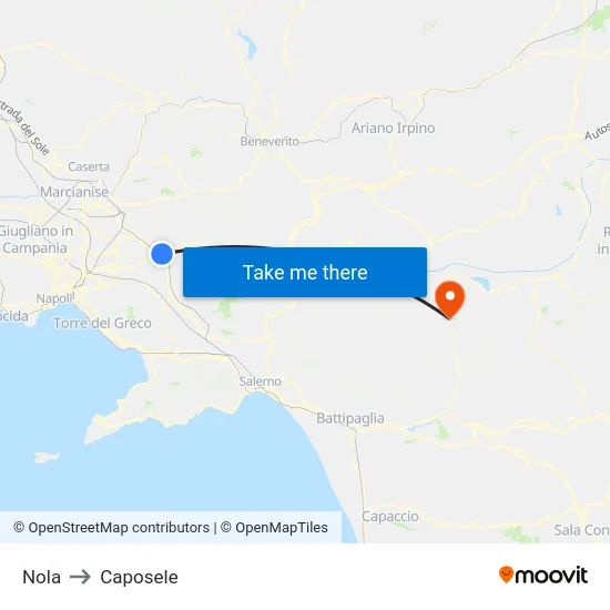 Nola to Caposele map