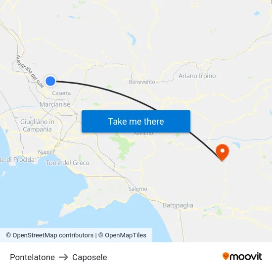 Pontelatone to Caposele map