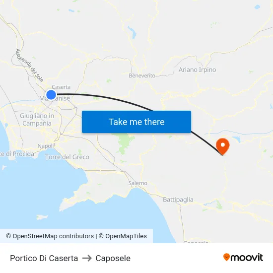 Portico Di Caserta to Caposele map