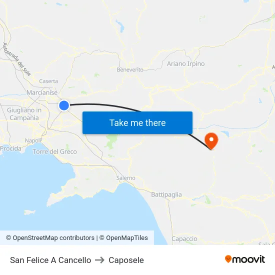 San Felice A Cancello to Caposele map