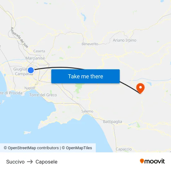 Succivo to Caposele map