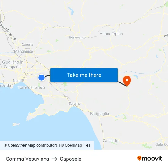Somma Vesuviana to Caposele map