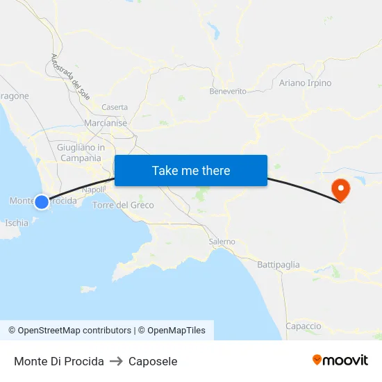 Monte Di Procida to Caposele map