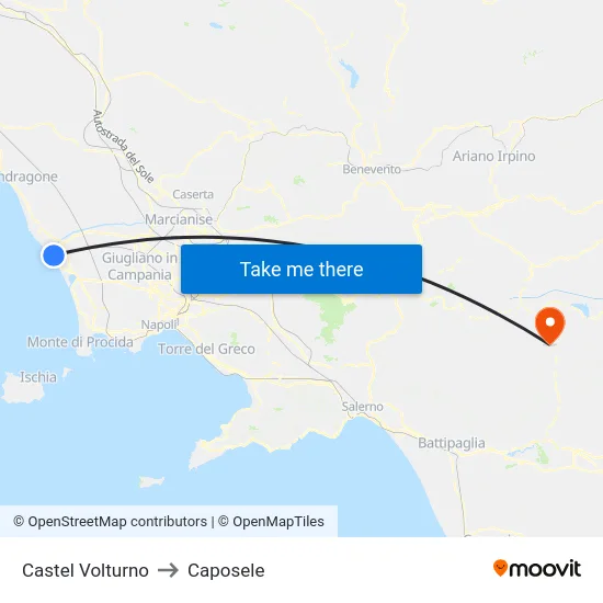 Castel Volturno to Caposele map