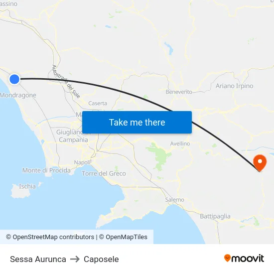 Sessa Aurunca to Caposele map