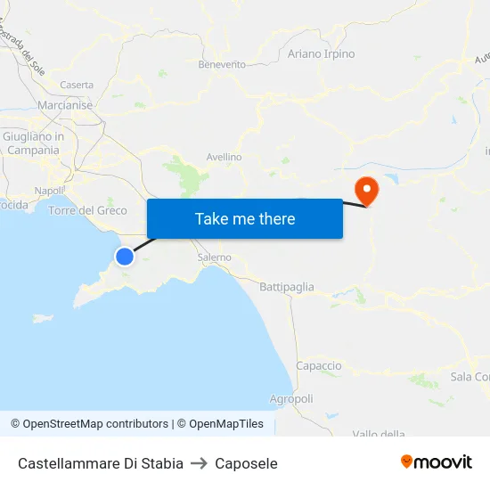 Castellammare Di Stabia to Caposele map