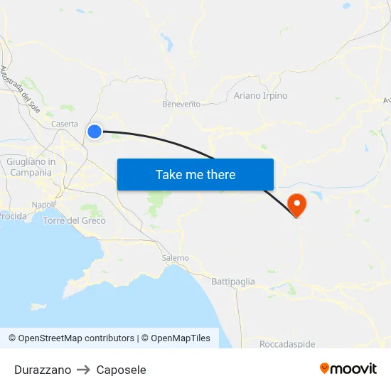 Durazzano to Caposele map
