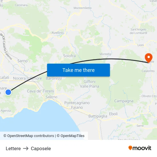 Lettere to Caposele map