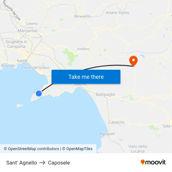 Sant' Agnello to Caposele map