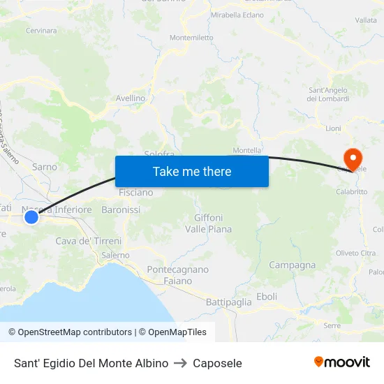 Sant' Egidio Del Monte Albino to Caposele map