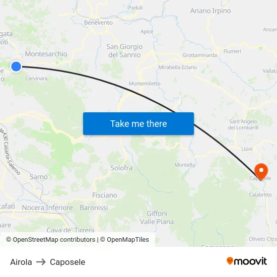 Airola to Caposele map