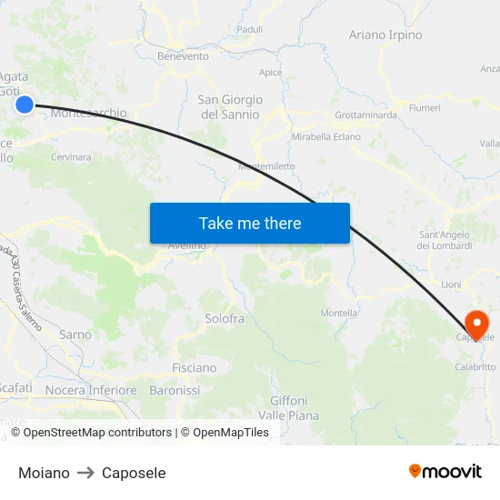 Moiano to Caposele map
