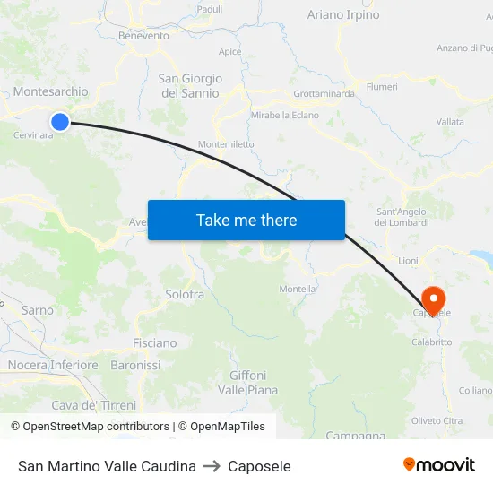 San Martino Valle Caudina to Caposele map