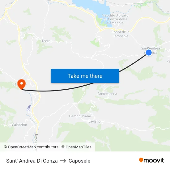 Sant' Andrea Di Conza to Caposele map