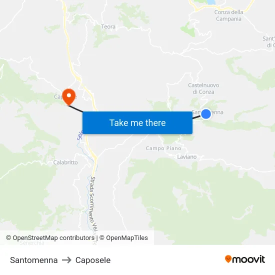 Santomenna to Caposele map