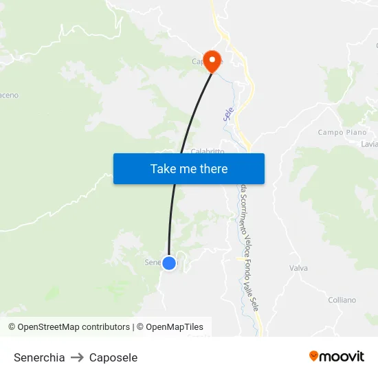 Senerchia to Caposele map
