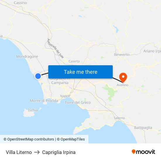Villa Literno to Capriglia Irpina map