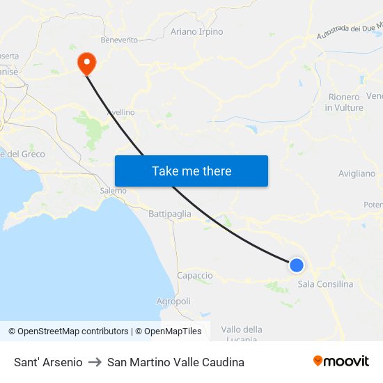 Sant' Arsenio to San Martino Valle Caudina map