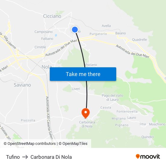 Tufino to Carbonara Di Nola map