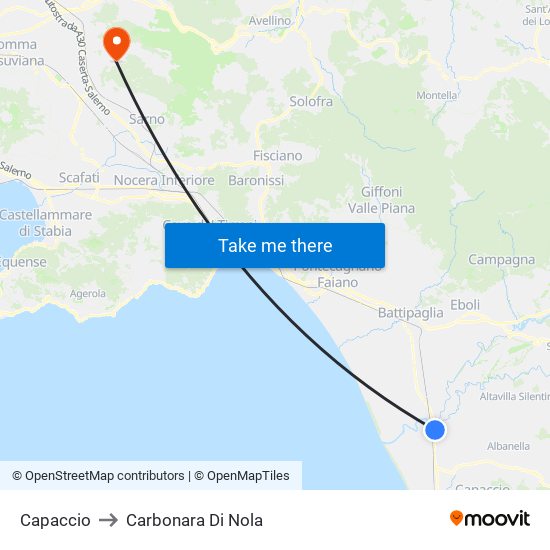 Capaccio to Carbonara Di Nola map