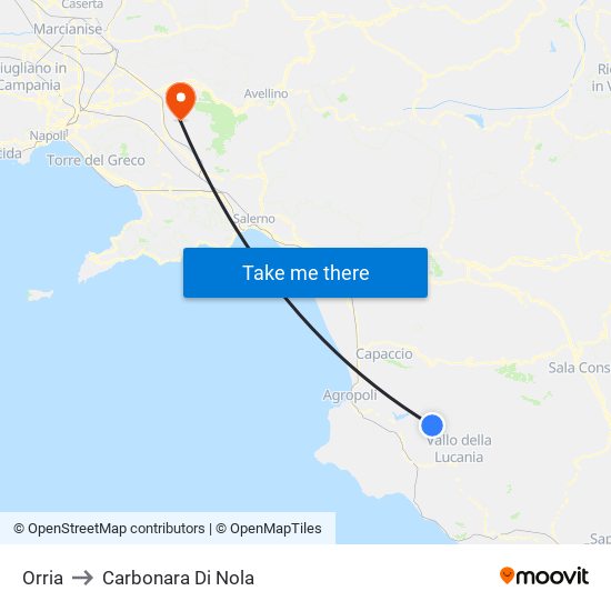 Orria to Carbonara Di Nola map