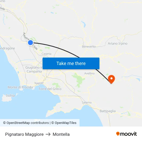 Pignataro Maggiore to Montella map