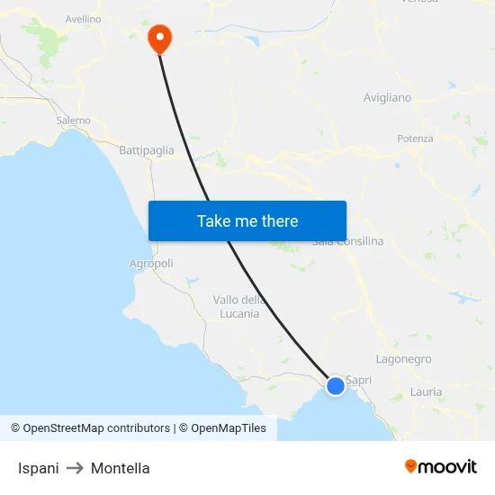 Ispani to Montella map