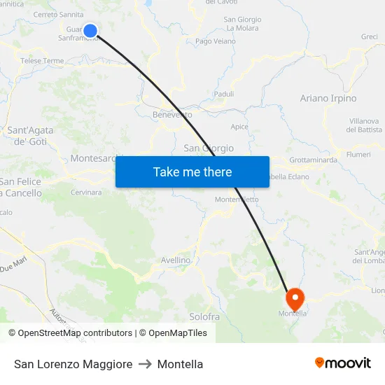 San Lorenzo Maggiore to Montella map