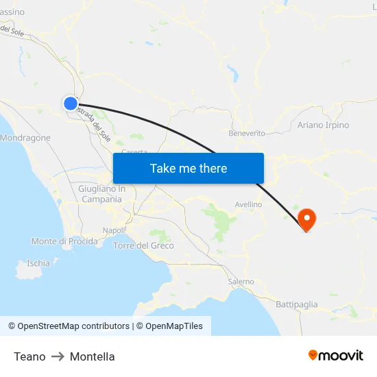 Teano to Montella map