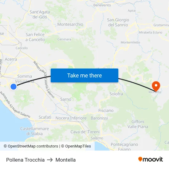 Pollena Trocchia to Montella map