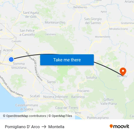 Pomigliano D' Arco to Montella map