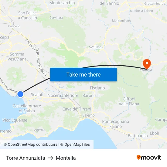 Torre Annunziata to Montella map